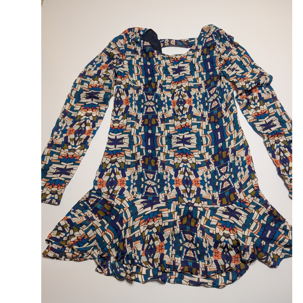 Anthropologie Postmark Geometric Mosaic Print Sleeveless‎ Blouse Blue Orange Top